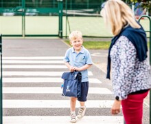 Happy child arriving at Pre Prep